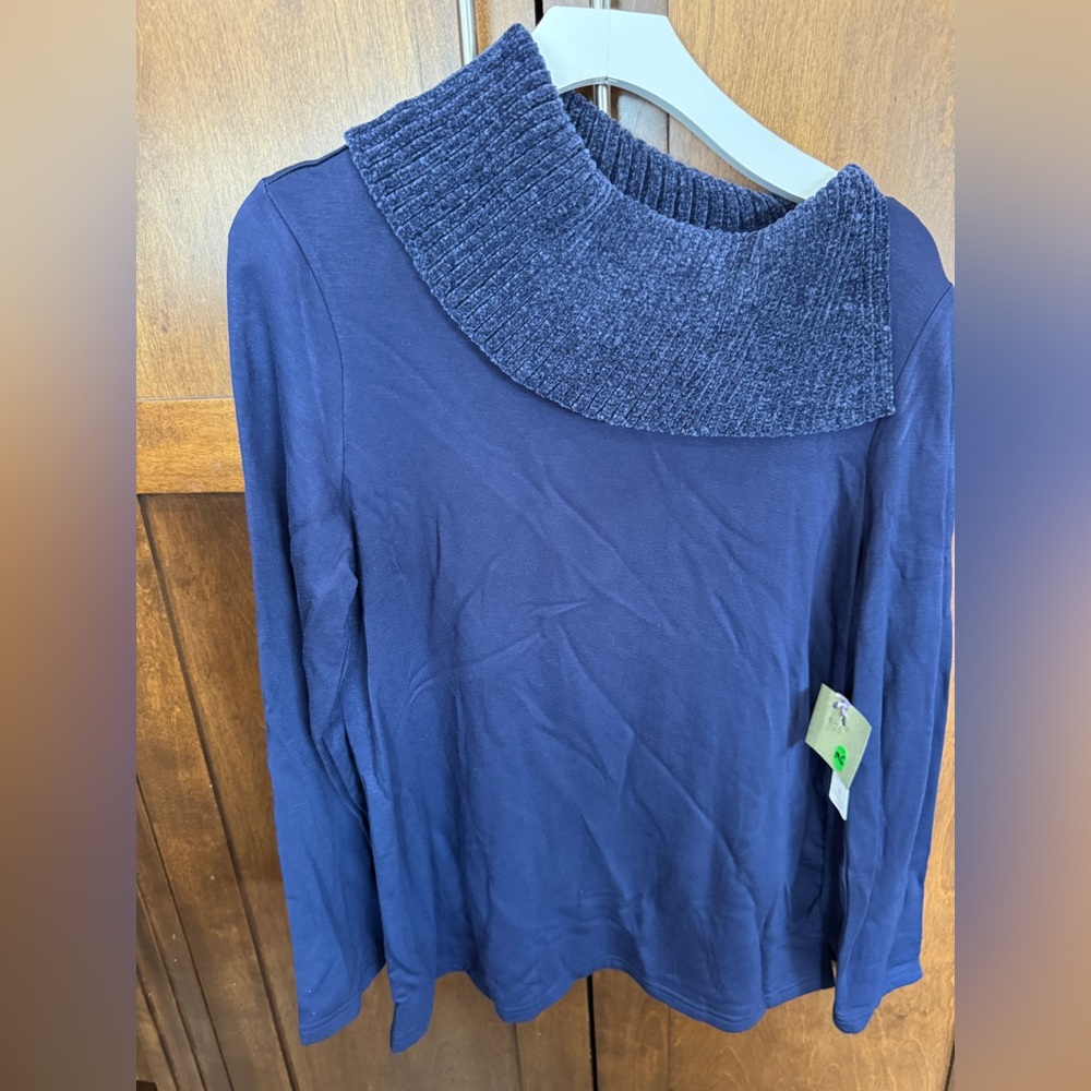 Chico's Deep Blue Cowl Neck Sweater